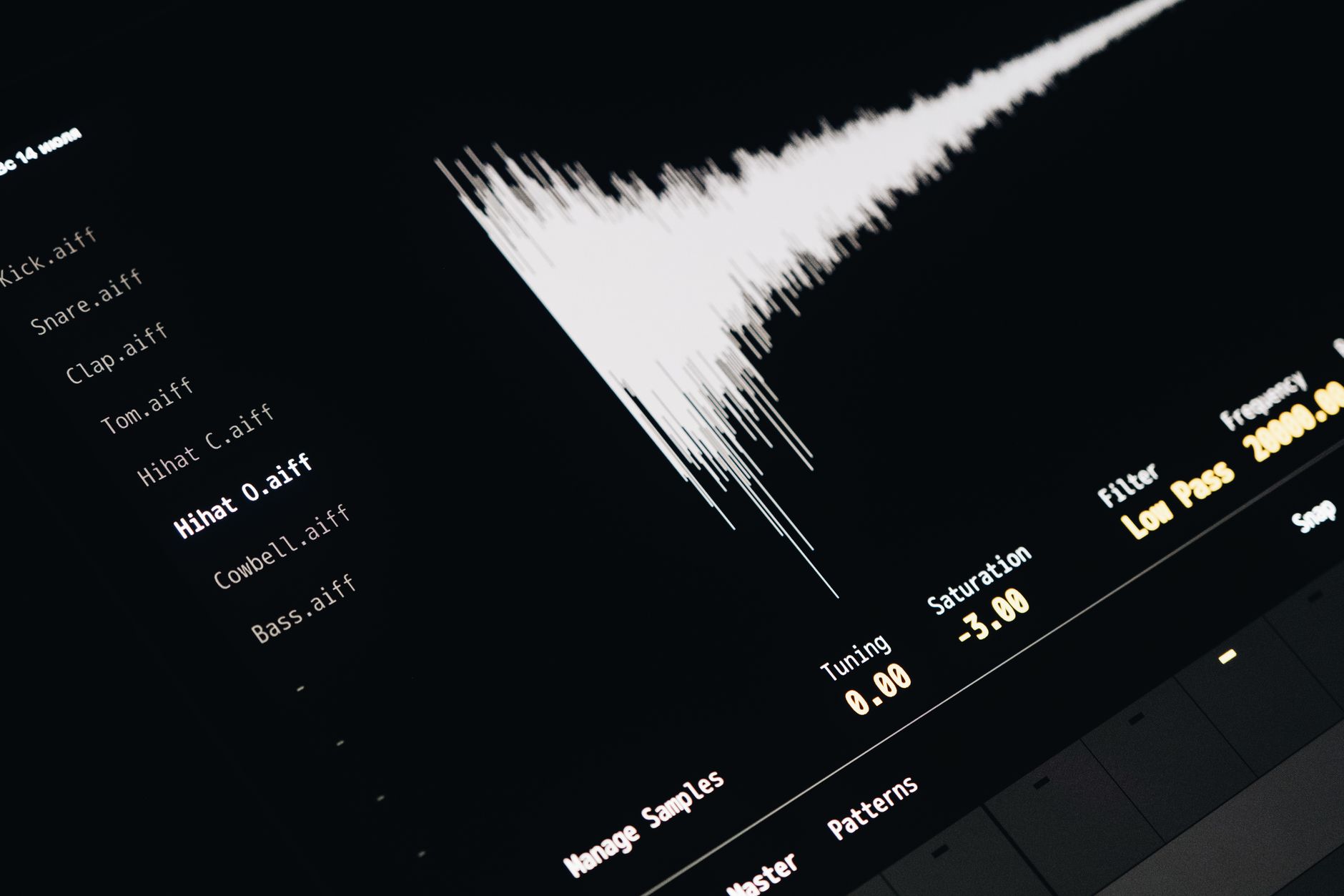 画面に表示された音声波形のクローズアップ